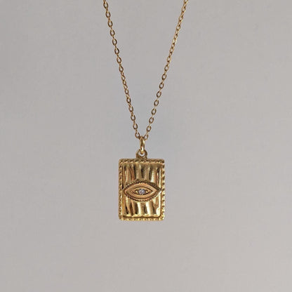 Gold Mini Evil Eye Medallion Necklace