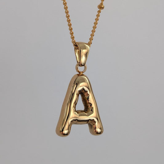 Gold Bubble Letter Necklace